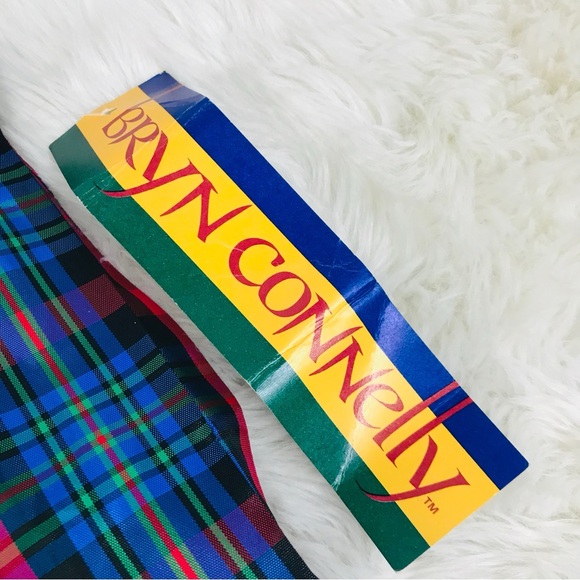 VINTAGE 90s Blue Red Plaid Midi Skirt Deadstock Holiday Christmas Size 8 New - Picture 6 of 15